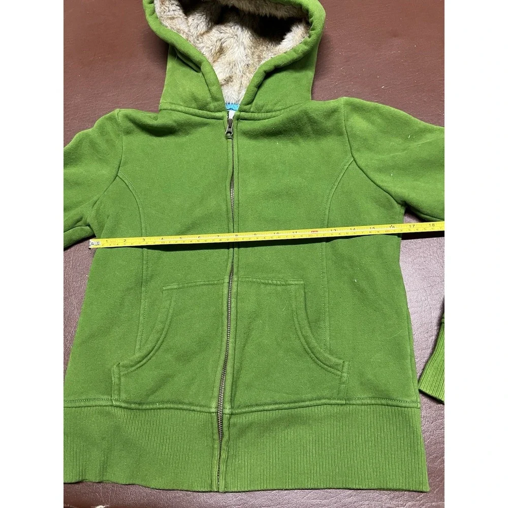 Old Navy Kids‎ Green Faux Fur Lined Hoodie Sweatshirt M Medium